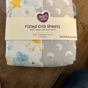 Parent's Choice Fitted Crib Sheets - White and Gray